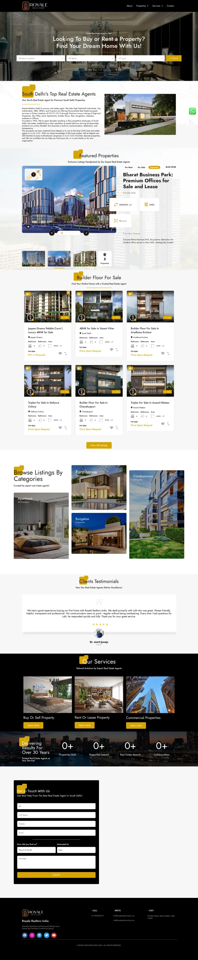 Royale Realtors India website